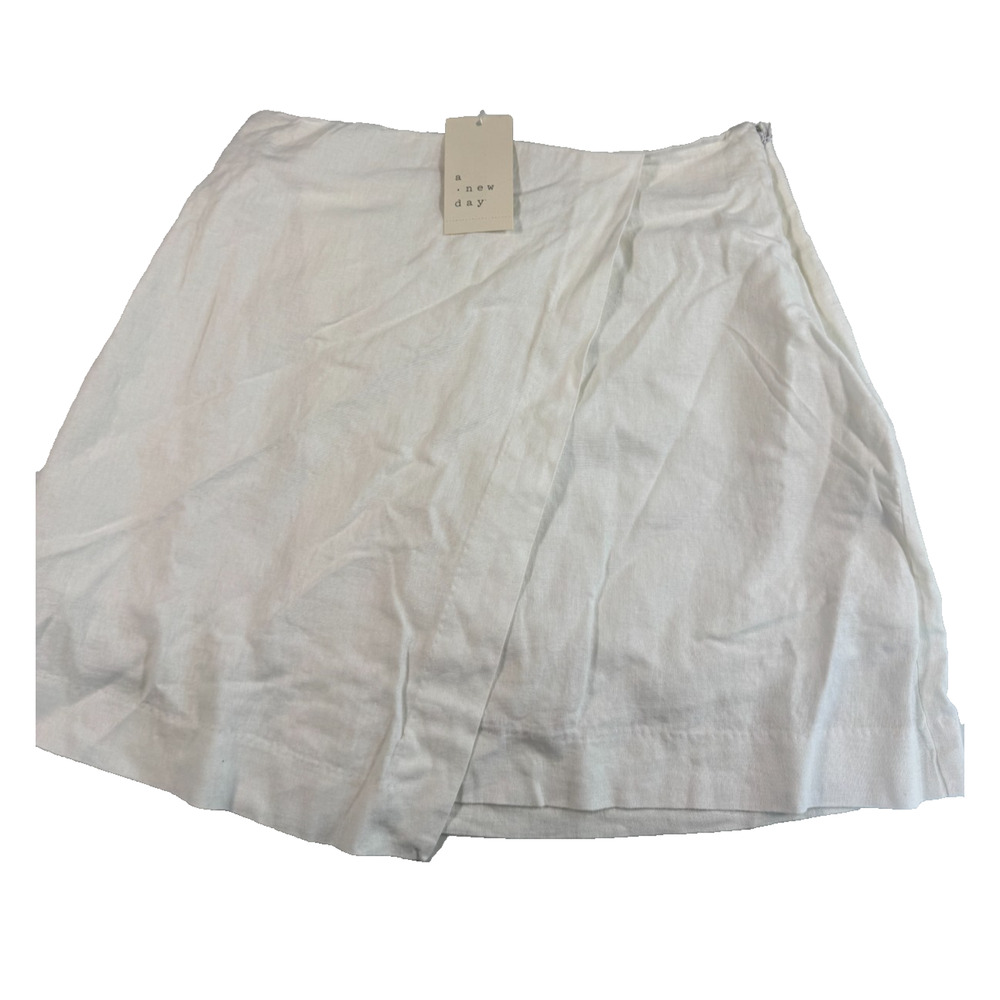 A New Day Women's Linen Blend Skort White Size 4 NWT